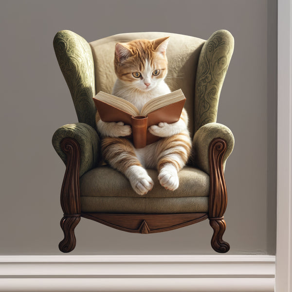 Reading Cat Sticker