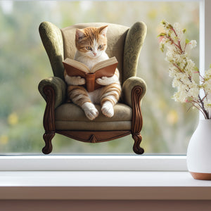 Reading Cat Sticker