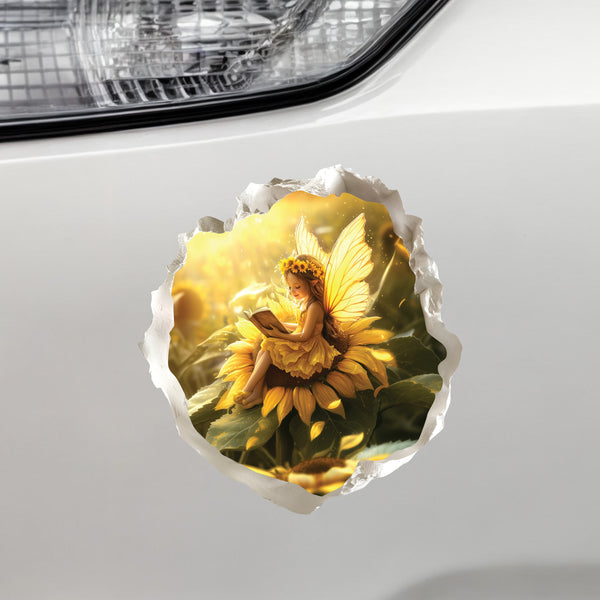 Sunflower Reading Fairy Wall Decal