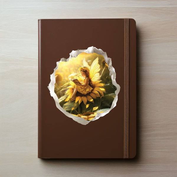Sunflower Reading Fairy Wall Decal