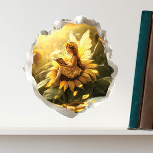 Sunflower Reading Fairy Wall Decal