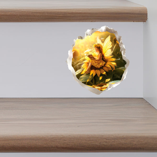 Sunflower Reading Fairy Wall Decal