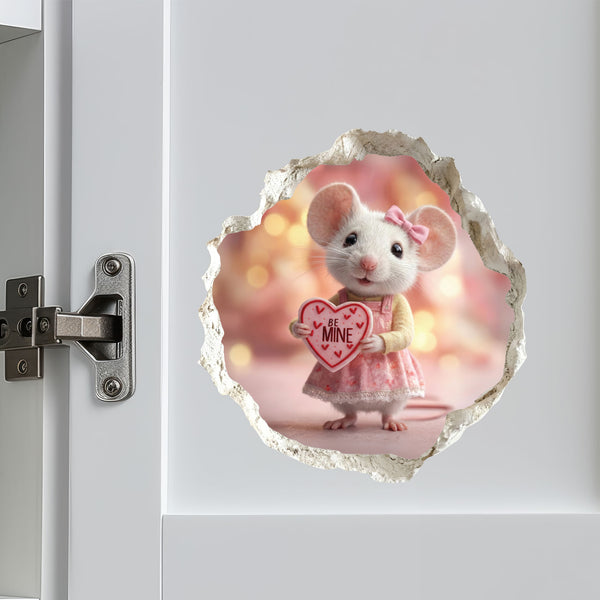 Be My Valentine Mouse Hole Decal