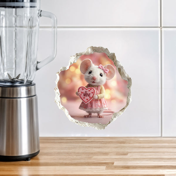 Be My Valentine Mouse Hole Decal