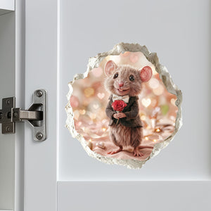Valentine's Day Rose Mouse Hole Decal