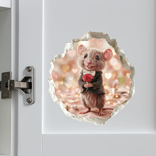 Valentine's Day Rose Mouse Hole Decal