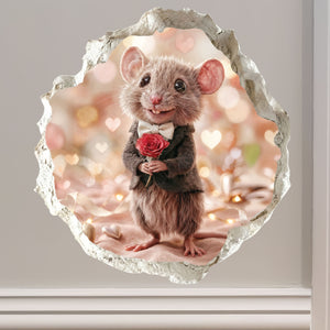 Valentine's Day Rose Mouse Hole Decal