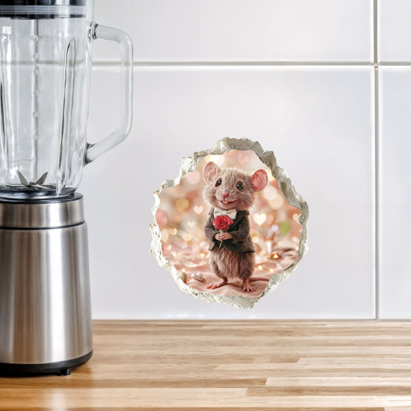 Valentine's Day Rose Mouse Hole Decal