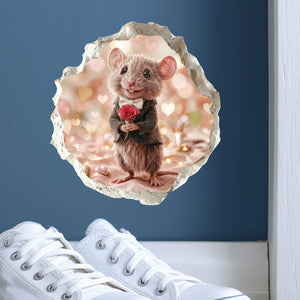 Valentine's Day Rose Mouse Hole Decal