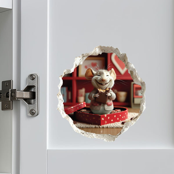 Valentine's Day Chocolate Mouse Hole Decal