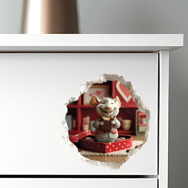 Valentine's Day Chocolate Mouse Hole Decal
