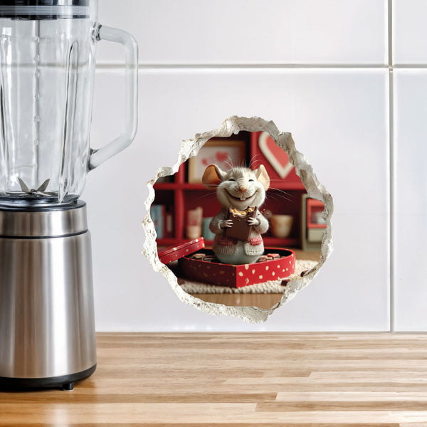 Valentine's Day Chocolate Mouse Hole Decal