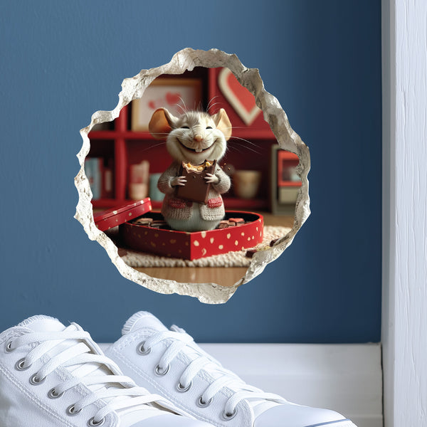 Valentine's Day Chocolate Mouse Hole Decal
