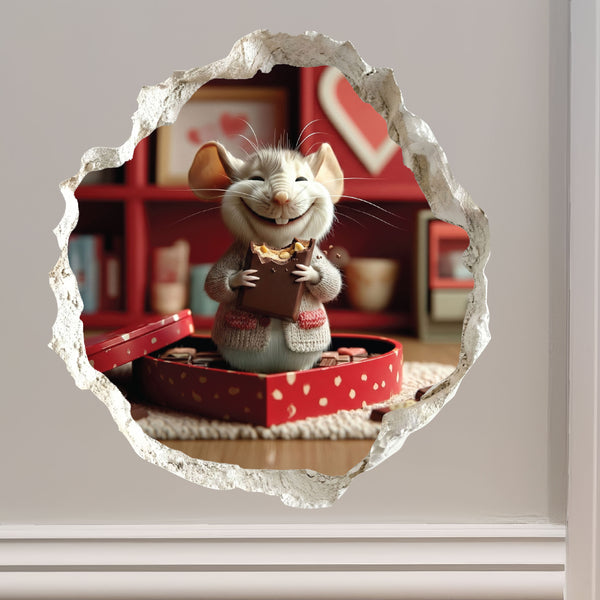 Valentine's Day Chocolate Mouse Hole Decal