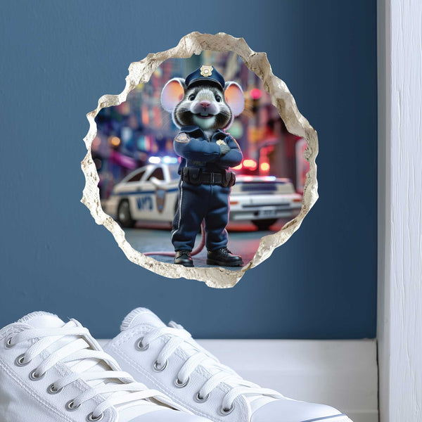Police Officer Mouse Hole Decal
