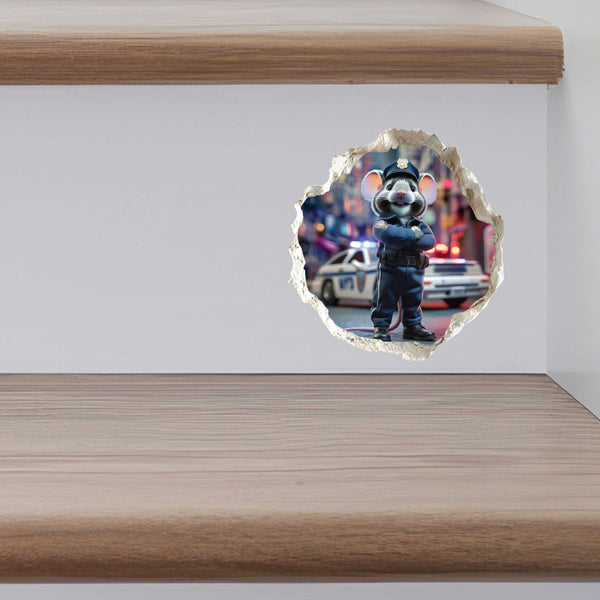 Police Officer Mouse Hole Decal
