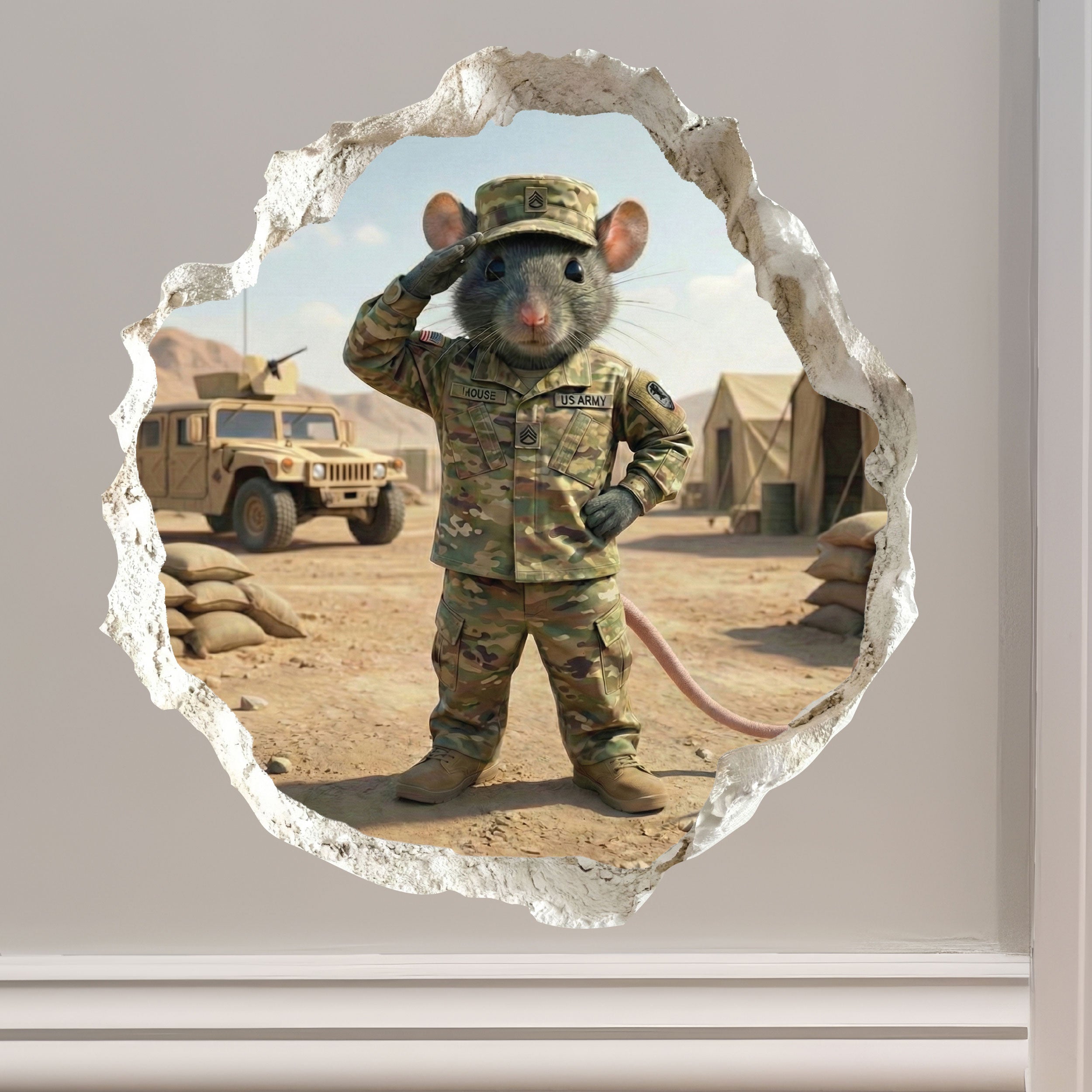 Army Soldier Military Mouse Hole Decal