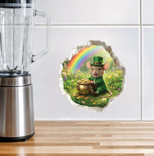 Saint Patrick's Day Leprechaun Mouse Hole Decal