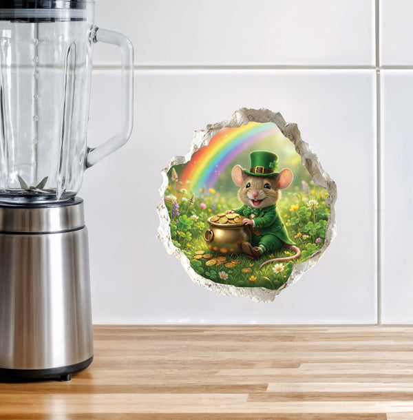 Saint Patrick's Day Leprechaun Mouse Hole Decal
