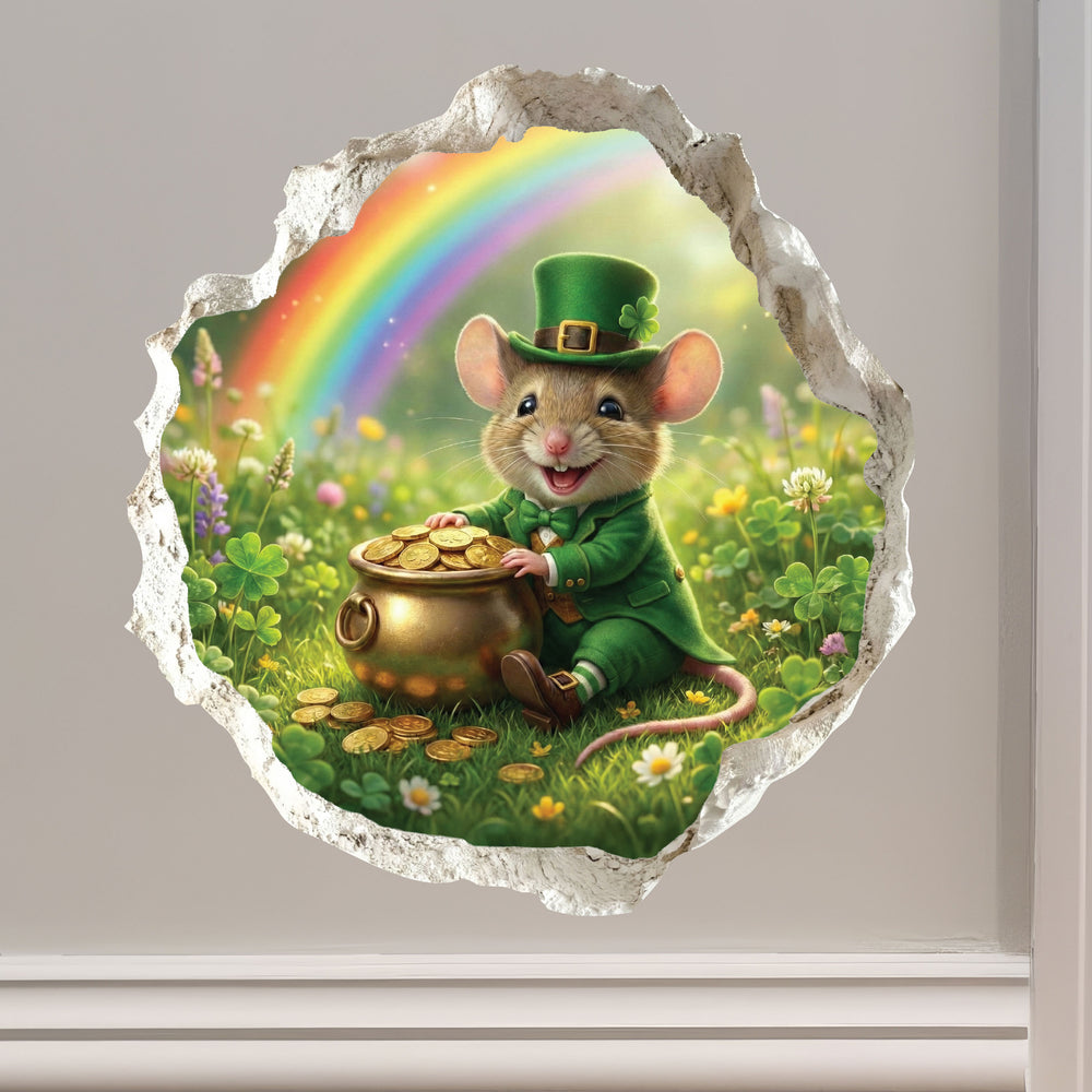 Saint Patrick's Day Leprechaun Mouse Hole Decal