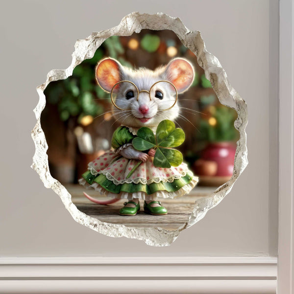 Shamrock Sweetie St. Patrick’s Day Mouse Hole Decal