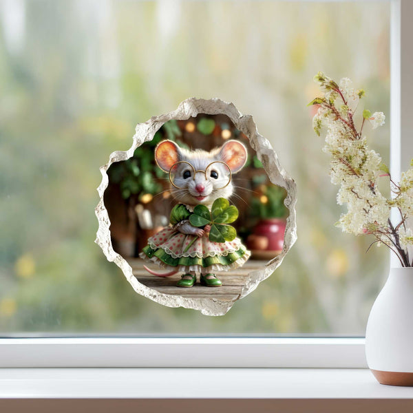 Shamrock Sweetie St. Patrick’s Day Mouse Hole Decal