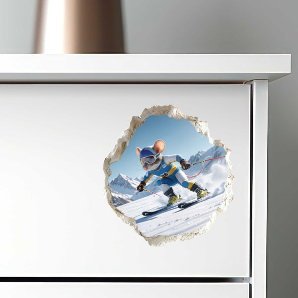 Alpine Skiing Mouse Hole Decal