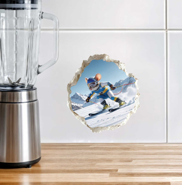Alpine Skiing Mouse Hole Decal