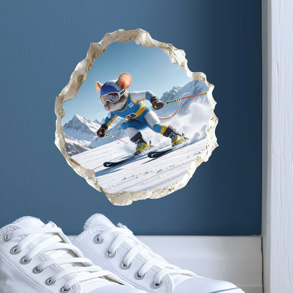 Alpine Skiing Mouse Hole Decal