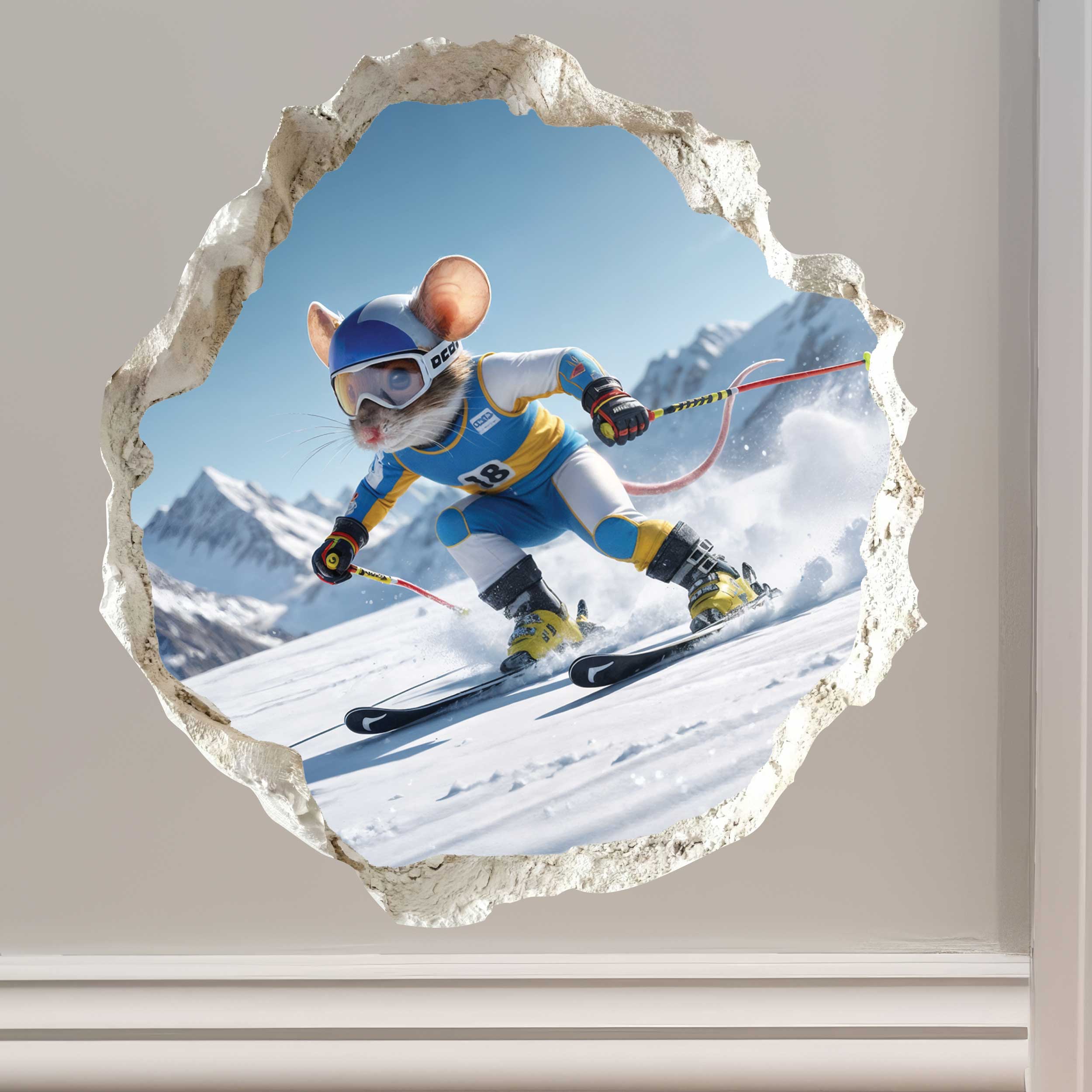 Alpine Skiing Mouse Hole Decal