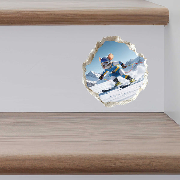 Alpine Skiing Mouse Hole Decal
