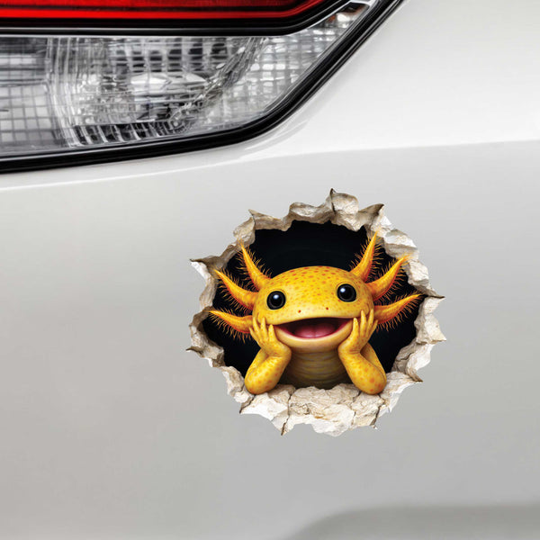 Yellow Axolotl Wall Hole Decal