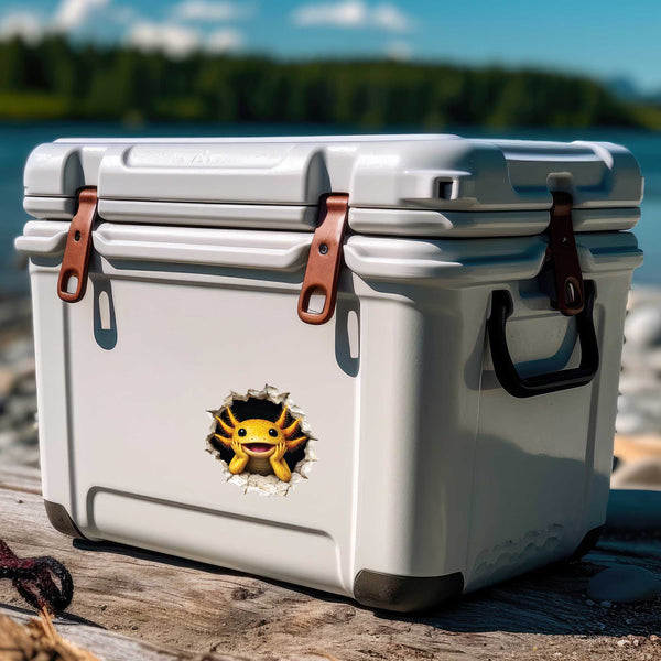 Yellow Axolotl Wall Hole Decal