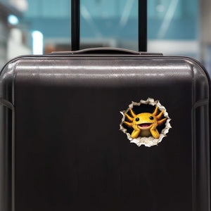 Yellow Axolotl Wall Hole Decal