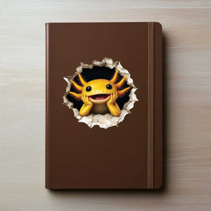 Yellow Axolotl Wall Hole Decal