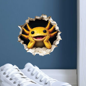 Yellow Axolotl Wall Hole Decal