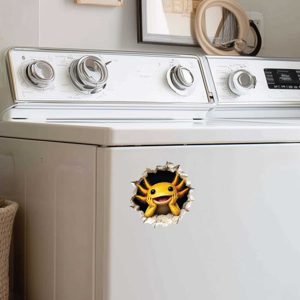 Yellow Axolotl Wall Hole Decal