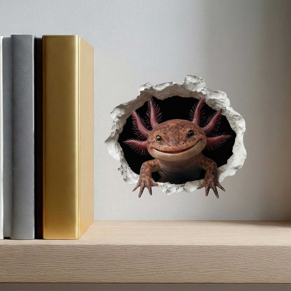 Brown Axolotl Wall Hole Decal
