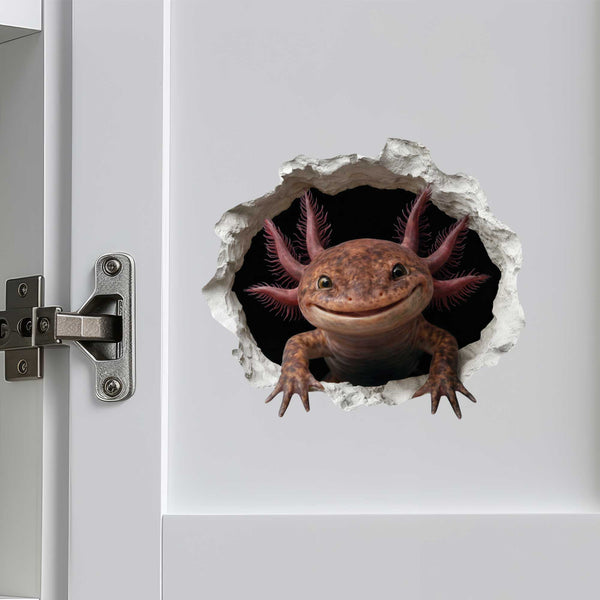 Brown Axolotl Wall Hole Decal