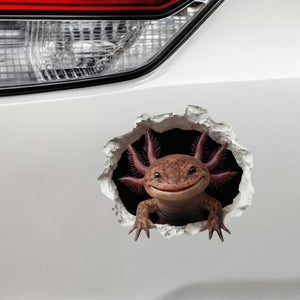 Brown Axolotl Wall Hole Decal