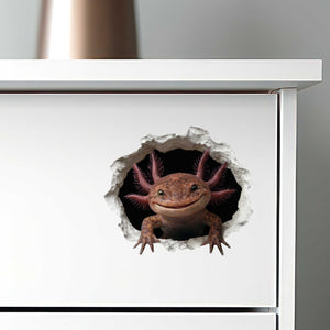 Brown Axolotl Wall Hole Decal