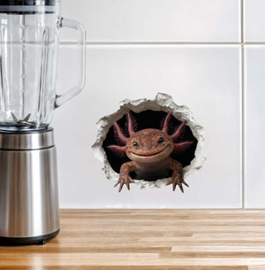 Brown Axolotl Wall Hole Decal