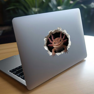 Brown Axolotl Wall Hole Decal