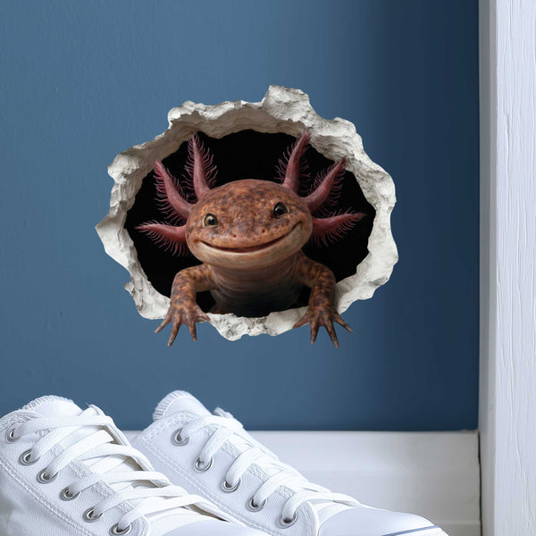 Brown Axolotl Wall Hole Decal