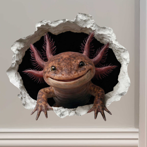 Brown Axolotl Wall Hole Decal
