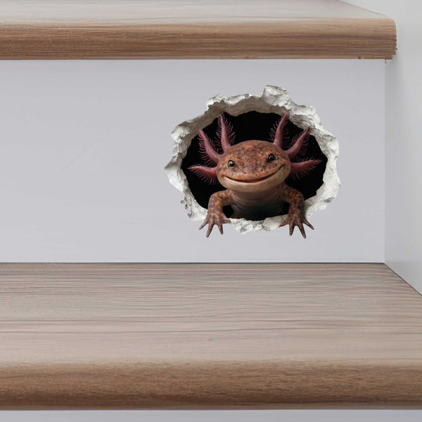 Brown Axolotl Wall Hole Decal