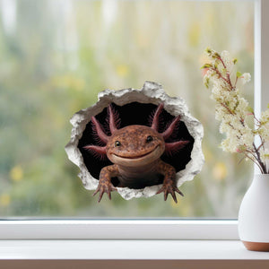 Brown Axolotl Wall Hole Decal