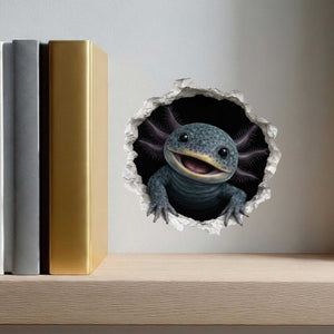 Blue Axolotl Wall Hole Decal