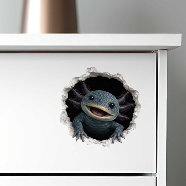 Blue Axolotl Wall Hole Decal