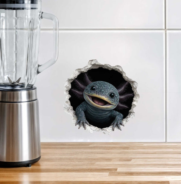 Blue Axolotl Wall Hole Decal